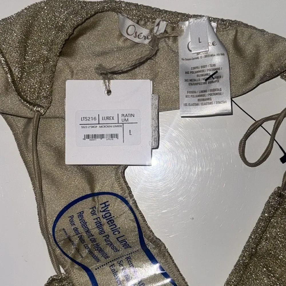 NWT OSEREE 2'DROP - MICROKINI LUMERE Platinum Large Bikini Bottoms